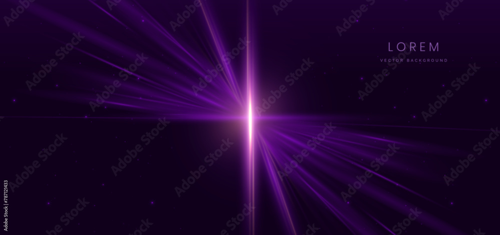 Abstract futuristic glowing purple light ray on dark background.