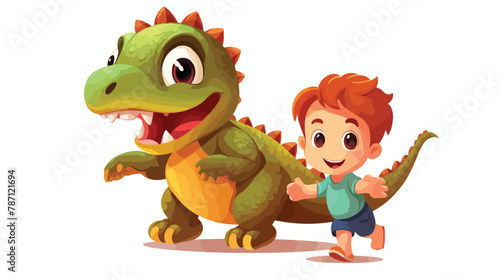 Adorable Child Character Dons Dinosaur Costumer