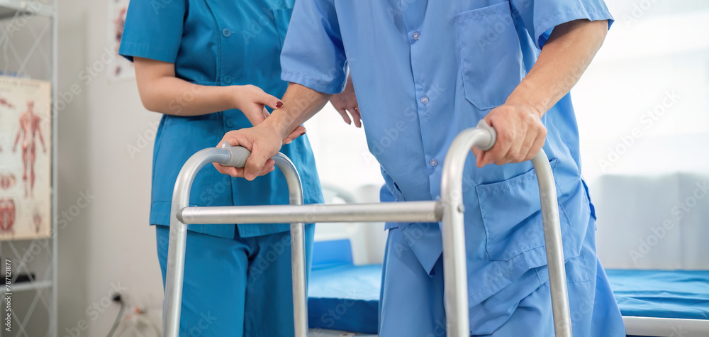 Nurse taking care of patients Help with physical therapy to restore muscles. and help take care of the health of patients Nurse taking care of patients Help with physical therapy to restore muscles. and help take care of the health of patients