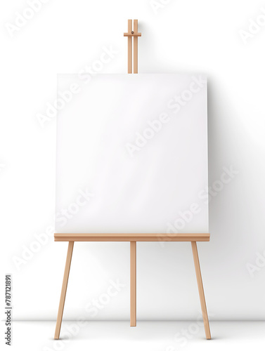 White canvas on the easel. Simple mockup template.