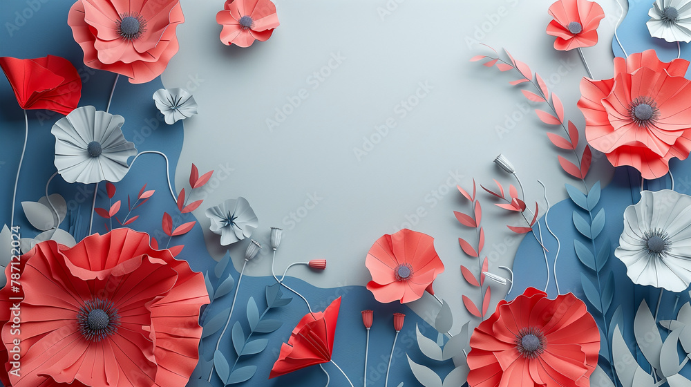 Obraz premium Red poppy border frame for memorial's day