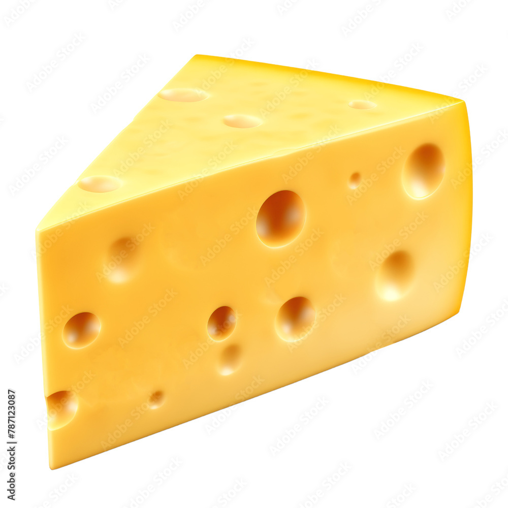 slice of cheese isolated on transparent background cutout