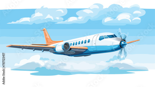 Airplane in the sky with clouds vector design 