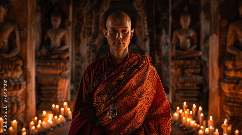 portrait of a Tibetan monk in a monastery portrait of a Tibetan monk in a monastery