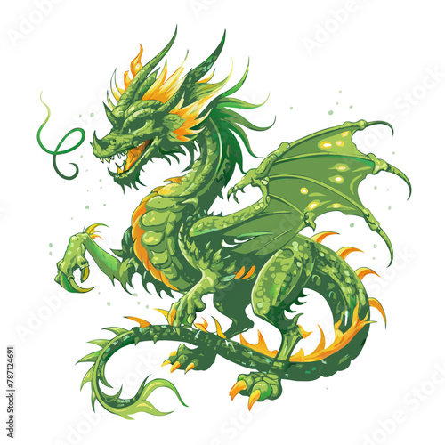green dragon on white background