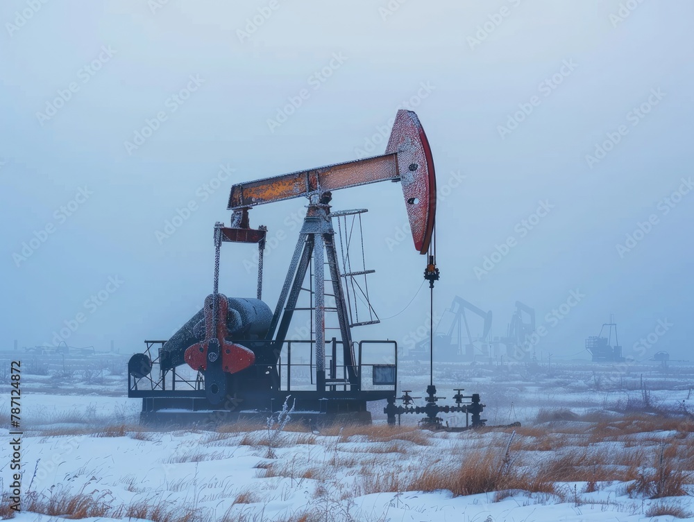Oil drilling machines in the snow Oil drilling machines in the snow