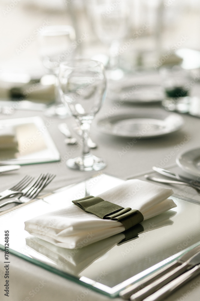 The elegant wedding table ready for guests. The elegant wedding table ready for guests.