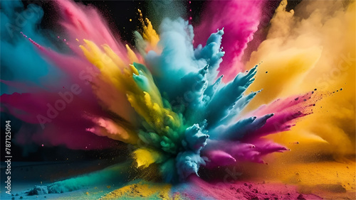 Explosion splash of colorful powder. powder Explosion for Holi festival