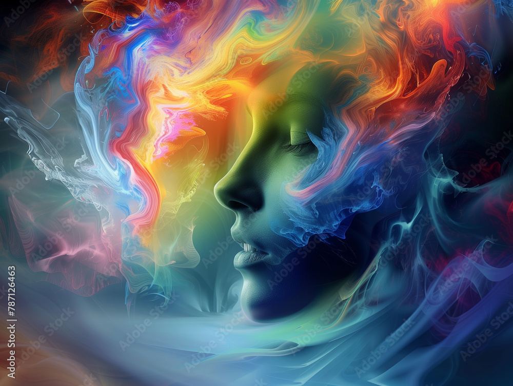 Fototapeta premium Human face surrounded by colorful smoke
