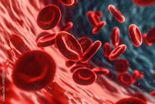 Red blood cells flow through vein inside human body science health concept 
