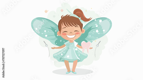 Angel Tooth Fairy Character. Vector illustration art