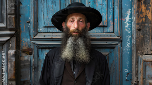 diverse traditions and attire of Jewish communities around the world from ultra-Orthodox Hasidim in traditional black garb to Sephardic Jews in colorful attire. photo