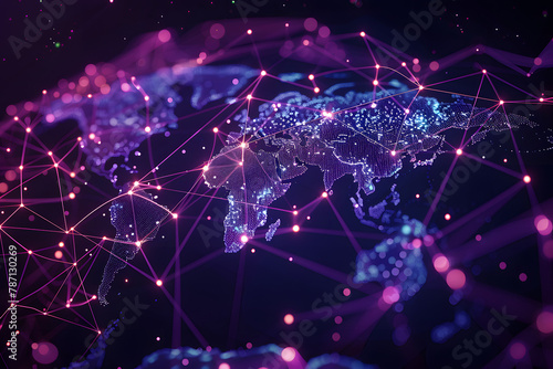 Global Expansion Success: Glowing City Connections Representing Brand Growth through SEO Strategies. Concept SEO Success, Global Expansion, Brand Growth, City Connections, Glowing Representations