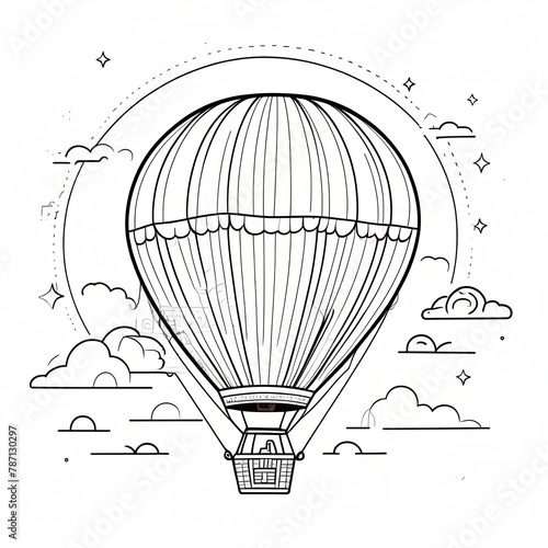 Tourist hot air balloon concept icon illustration on white background