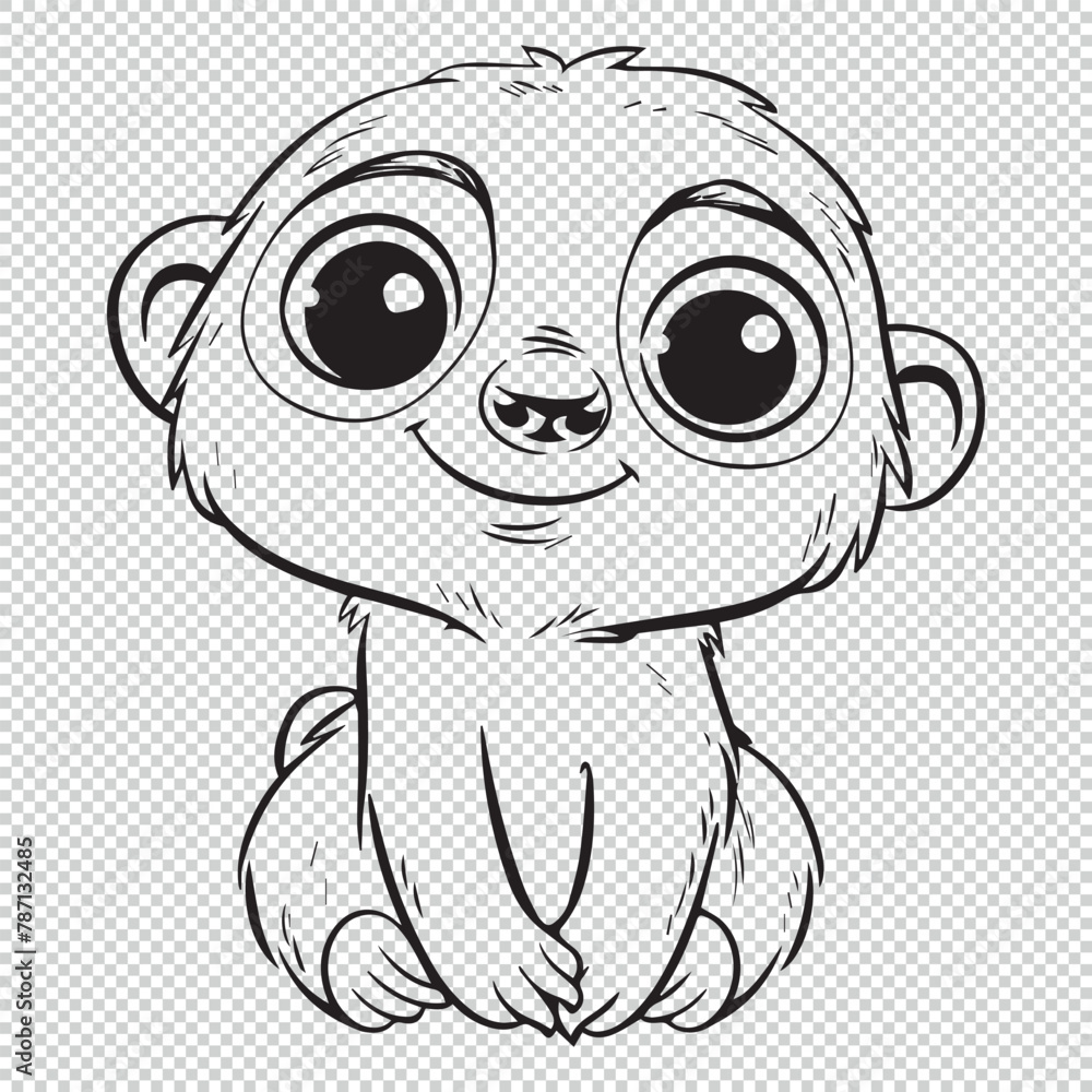 Naklejka premium Sloth line art for kids coloring book, black vector illustration