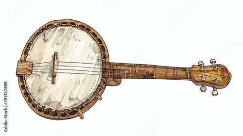 Banjo doodle Vector illustration isolated on white background