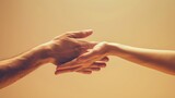 A male hand holds a female palm against a toned background, representing protection, help, love, care, etc. This image is isolated for easy use in your design.