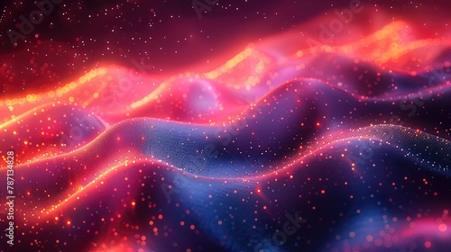 3d rendering abstract background with red and blue glowing particles © Shahadat Graphics
