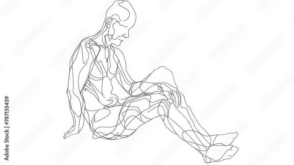 Abstract Line Art Drawing of Female Profile Abstract Line Art Drawing of Female Profile