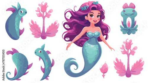 Beautiful little mermaid Siren Sea theme