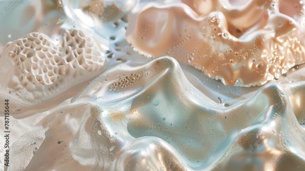 Abstract 3D rendering of undulating mesh fabric with sparkling particles Abstract 3D rendering of undulating mesh fabric with sparkling particles