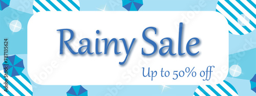 雨のセール最大50%offの横長バナー