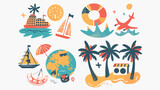 Four travel vacation or holiday icons and logos.