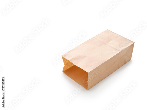 Grocery paper bag for sandwich and lunch overview white background with text space