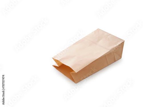 Grocery paper bag for sandwich and lunch overview white background with text space