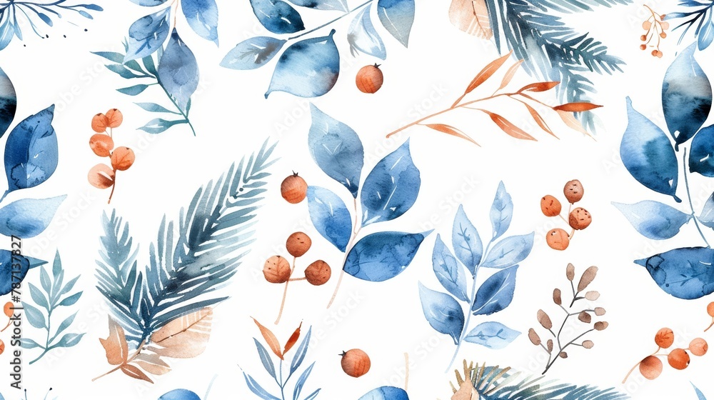Obraz premium Watercolor seamless pattern for winter