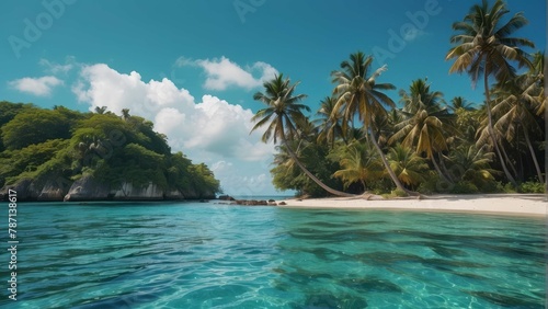 Tropical Paradise Island with Palm Trees