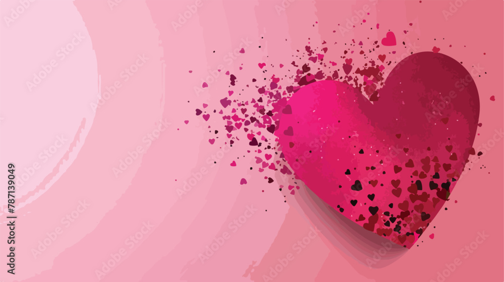 Big heart on a pink background and space for text
