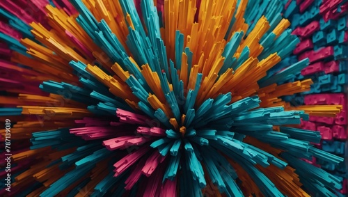 3D extruded abstract shapes with vibrant colors