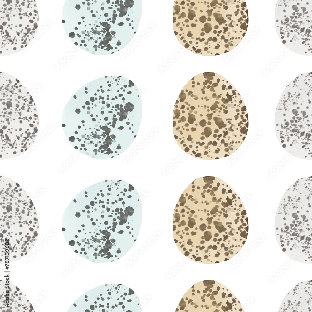 Seamless pattern with easter eggs, hand drawn illustration in watercolor style Seamless pattern with easter eggs, hand drawn illustration in watercolor style