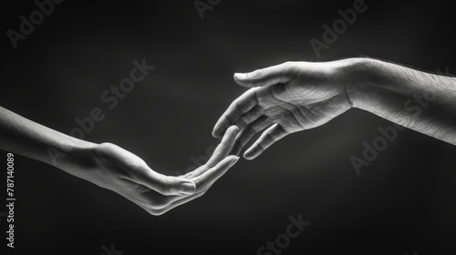 Image of two hands holding each other when they are saved on a black isolated background.