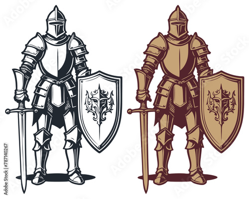 Knight in armor, vector illustration