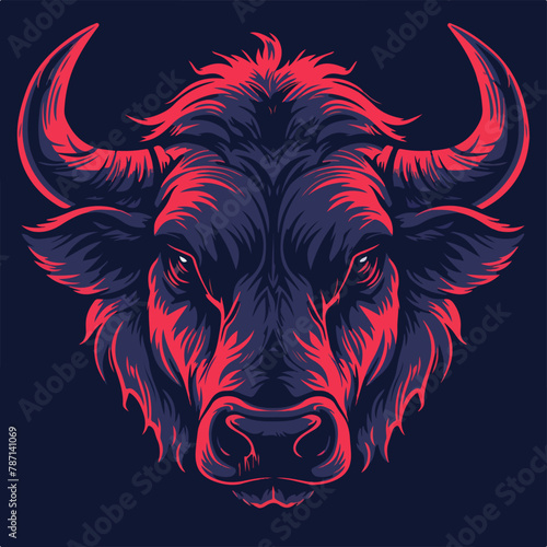Logo bull in dark techno style in vectorial