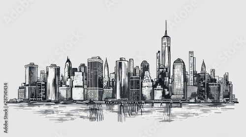 Hand drawn New York city elements. Vector set