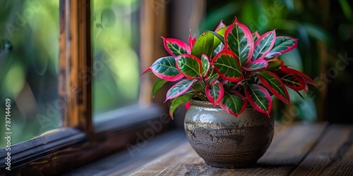 A vibrant indoor plant with lush green foliage that adds a touch of natural beauty to the space. photo