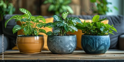 Lush indoor plants thrive in decorative pots, wonderfully bringing nature into the home.