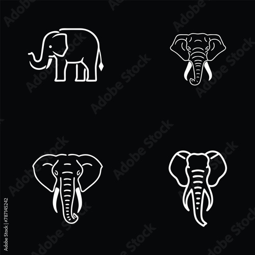 collection of elephant templates, logo design inspiration with black background ideas. photo