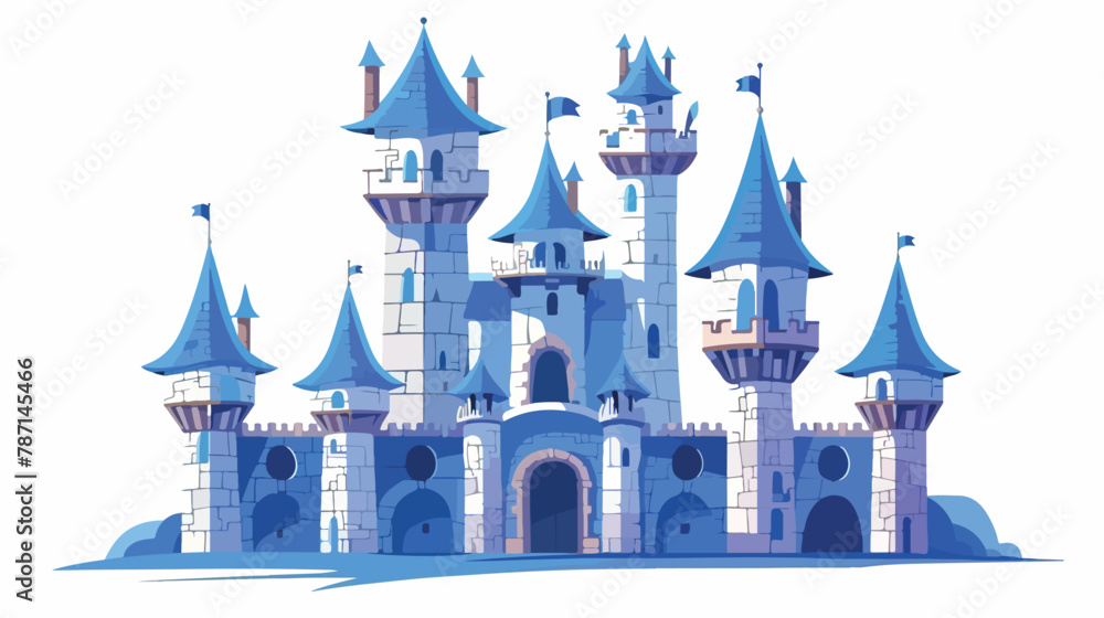 Medieval Castle. Blue roof blue walls. Royal kingdom