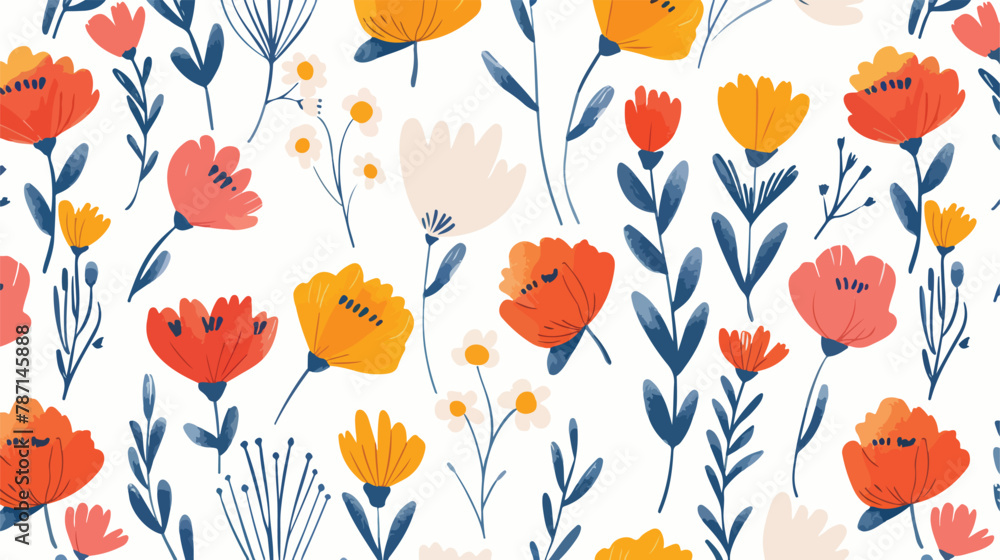 Minimalistic flowers wallpaper. Colored vector