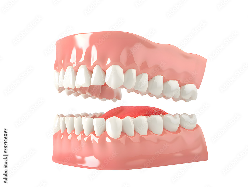 Obraz premium Dental Open tooth arch with tongue isolated on transparent background