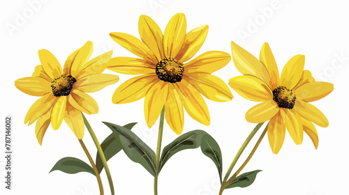 Fototapeta Naklejka Na Ścianę i Meble -  Bright yellow flower vector illustration flat vector