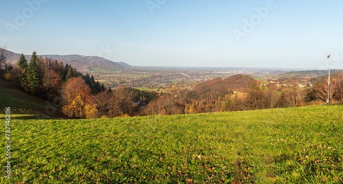 View from meadow near Zvonicka sv. Isidora above Hradek village in Czech republic © honza28683