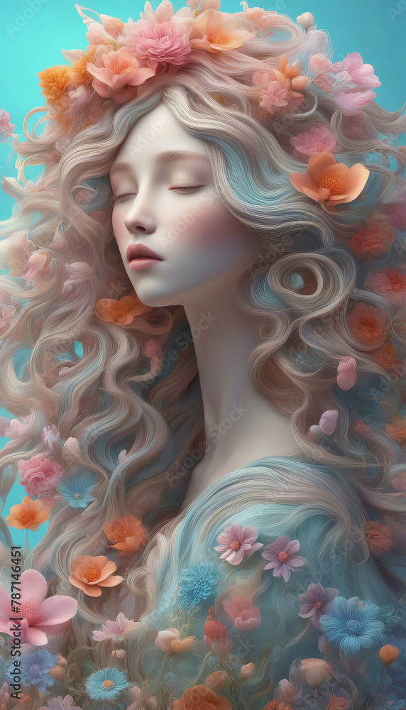 Portrait of a beautiful girl in flowers Portrait of a beautiful girl in flowers
