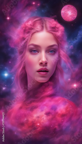 Pink girl in space