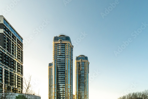 Photography New high-rise buildings in the city. Urban architecture.