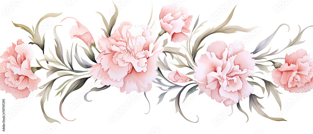 a watercolor painting of pink flowers on a white background
